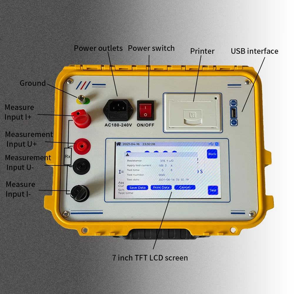 DC 10A/30A/50A/80A/100A Digital Micro Ohm Meter Touch Screen Switch Circuit Breaker Multimeter Loop Contact Resistance Tester