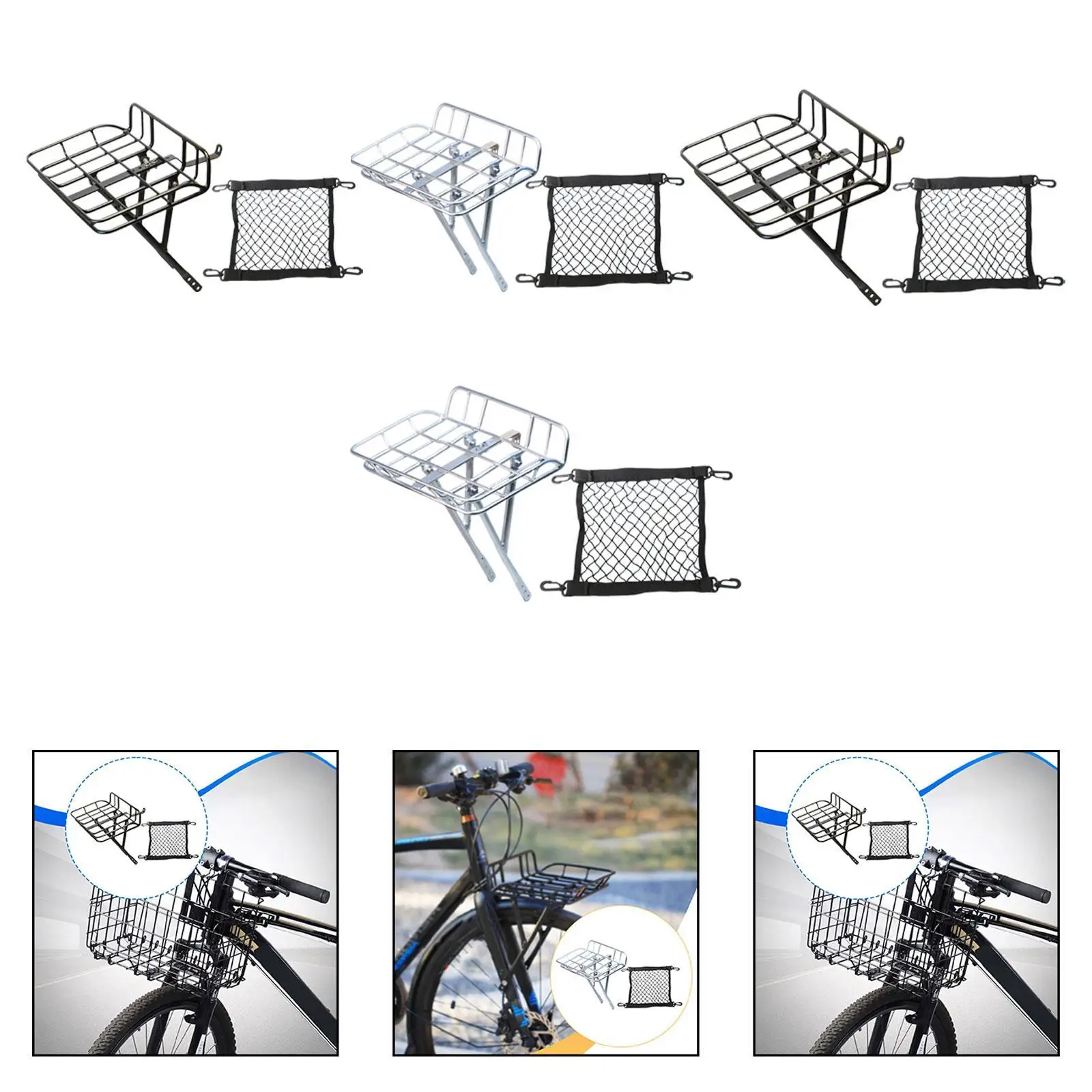 

Bike Front Cargo Rack Easy Installation Lightweight Aluminum Basket Carrier Organizer for Versatile Cycling Accessories
