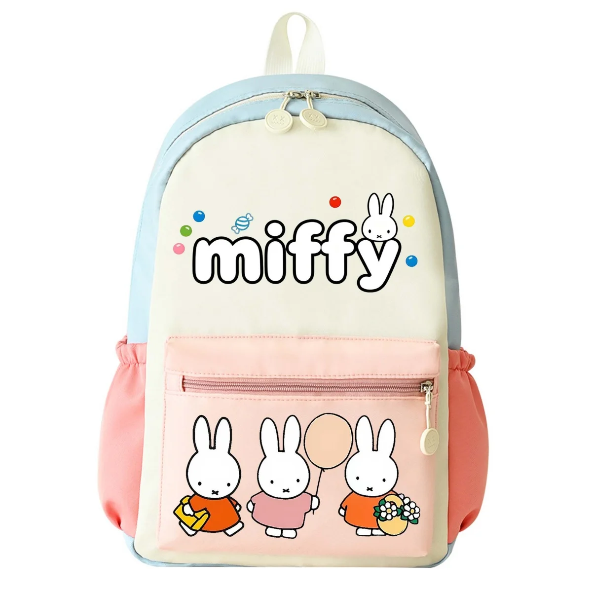 กระเป๋าเป้สะพายหลังมิฟฟี่ใหม่สำหรับเด็กผู้หญิง ความจุขนาดใหญ่ แฟชั่นการ์ตูนน่ารัก กระเป๋าเป้เดินทาง กระเป๋าถือแบบพกพาสำหรับนักเรียน กระเป๋าสะพายไหล่
