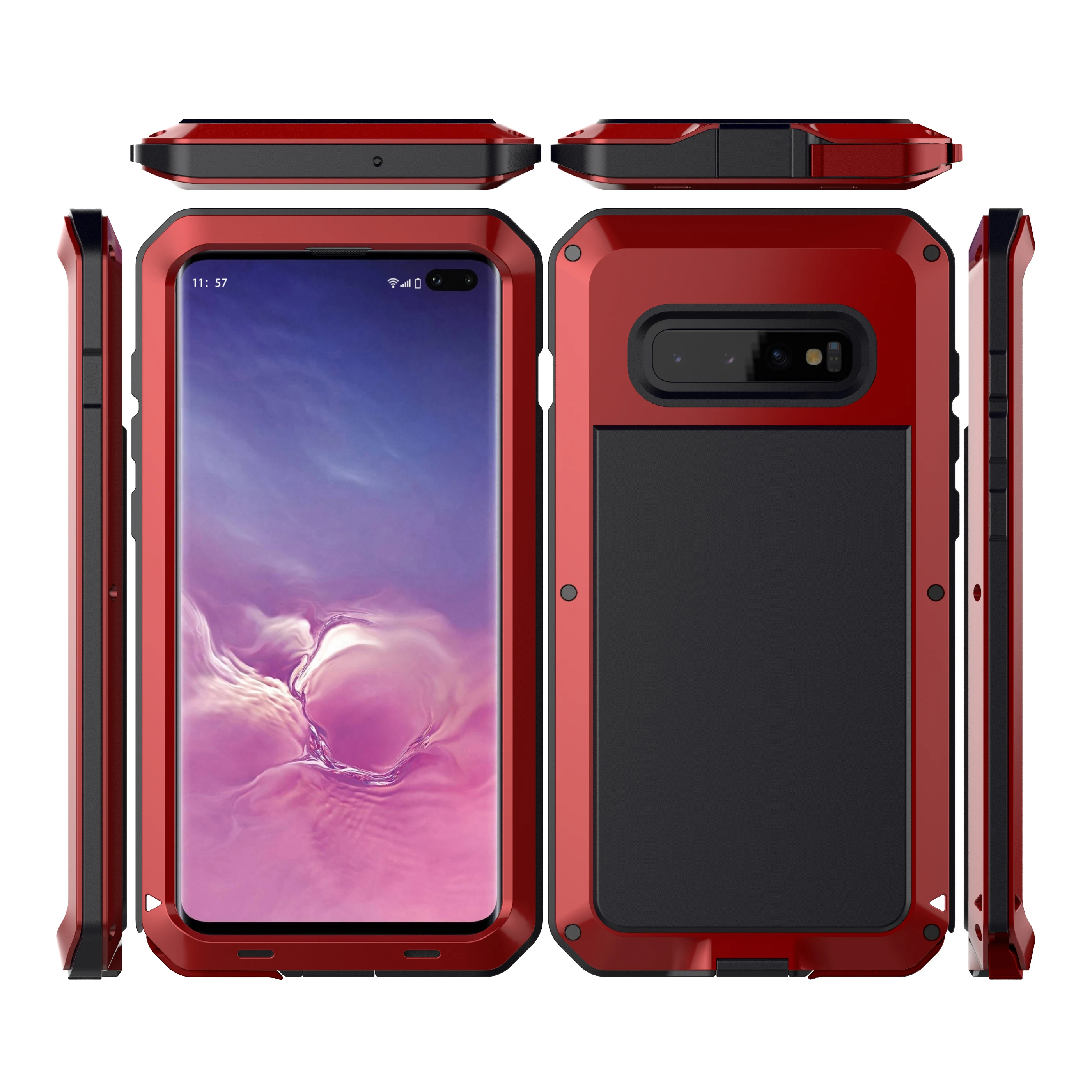 Luxury Doom Armor Dirt Shock Waterproof Metal Aluminum Phone Bags Case For Samsung Galaxy S10 Plus S10 + Cover