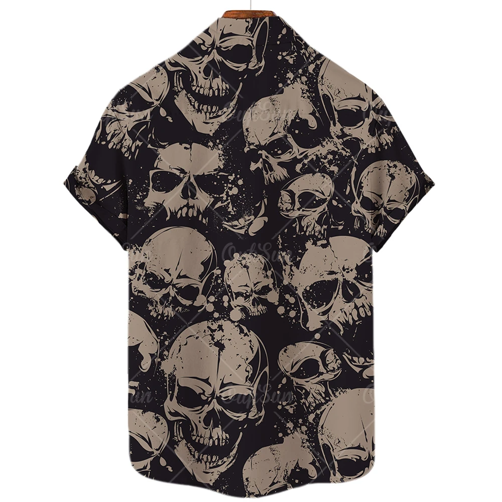 2022 New 3d Shirts For Men Skull Print Shirts For Men Fashion Designer Tshirts Women Casual Short Sleeve Hawaiian Shirt Summer