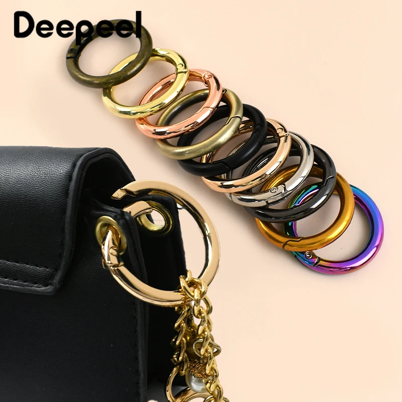 20Pcs 10-50mm Metal O Ring Spring Openable Buckles Carabiner for Handbag Straps Keychain Dog Collar Snap Hooks DIY Accessories