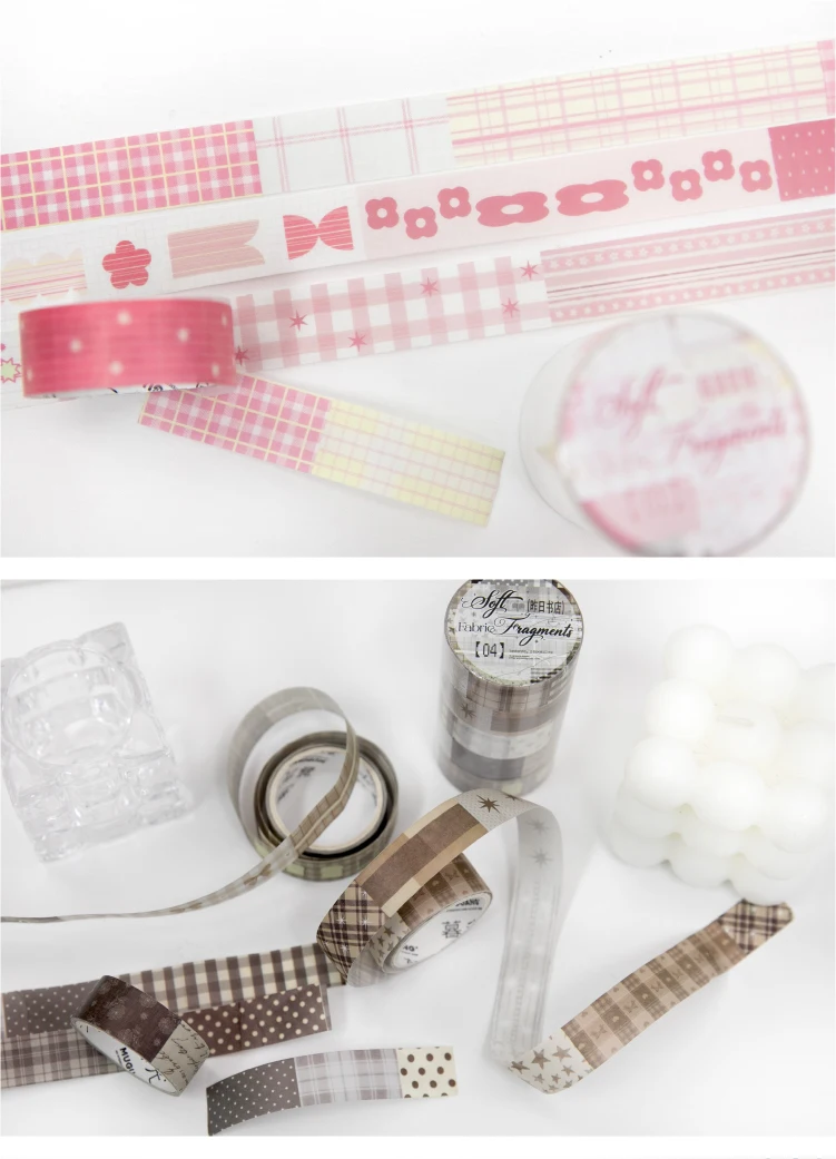 Journal GO 1,5cmx2M Collage Washi Tape Stoffreste Vintage Gitter-Landschaftsmuster Kreatives DIY Journal Karten Schreibwaren – Detail 14