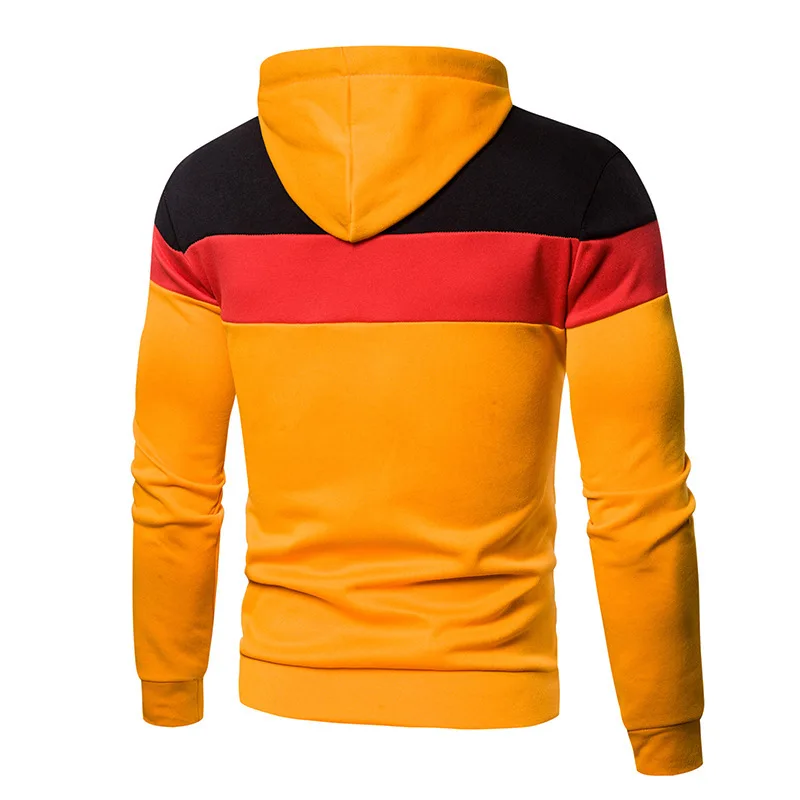 2025 Men's Patchwork Hoodie Outdoor Casual Sportswear Street Fashion Men's Fleece Thermal Hooded Sweatshirt Fall Winter Black - Image 6