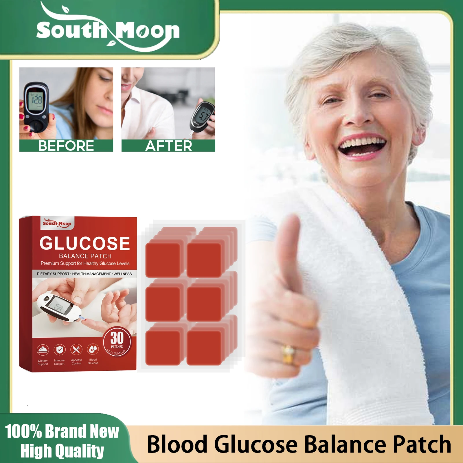 Stable Blood Sugar Patch Inhibit Appetite Enhance Insulin Lower Blood Glucose Balance Strengthen Immunity Body Care Stickers