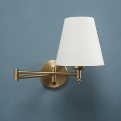 LED American Wall Lamps Folding Swing Arm Fabric wall light Bedroom Bedside Living Room Study Stairway Mirror front wall lamp
