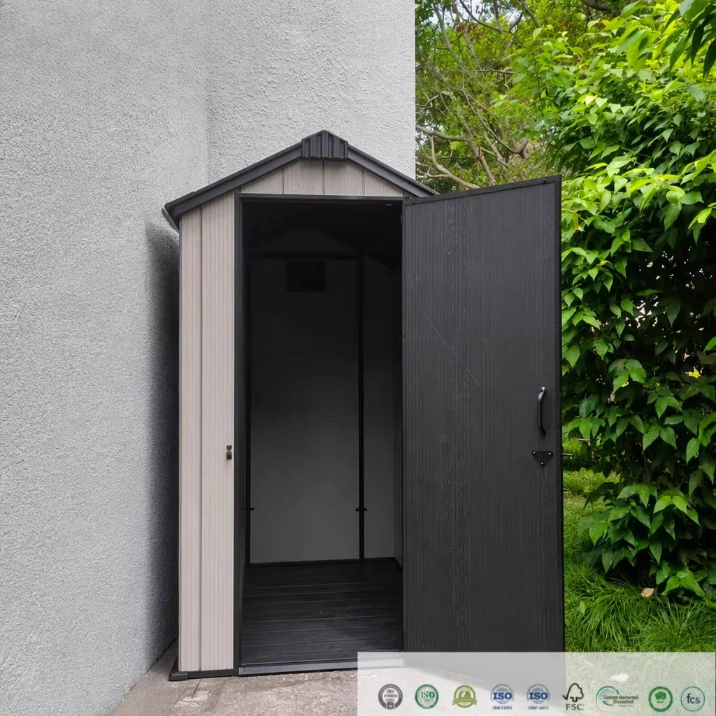 Customize 4x4ft Double-Wall PP Garden Shed Outdoor Storage Typhoon Resistant Heavy Duty Lockable Easily Assembled