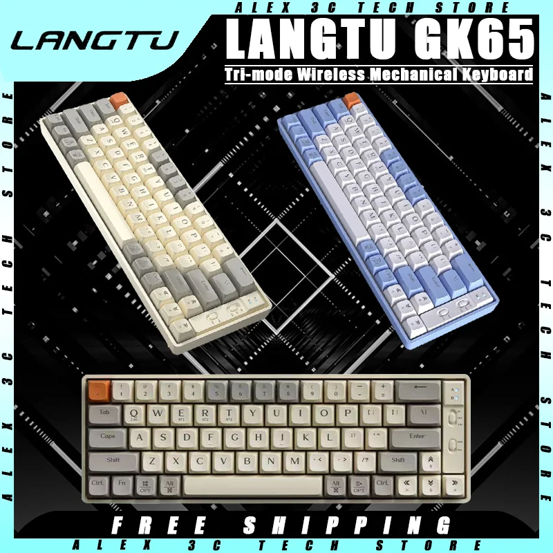 

Механическая клавиатура LANGTU GK65, три режима, RGB подсветка, 65 клавиш, горячая раскладная игровая клавиатура, ПК на заказ