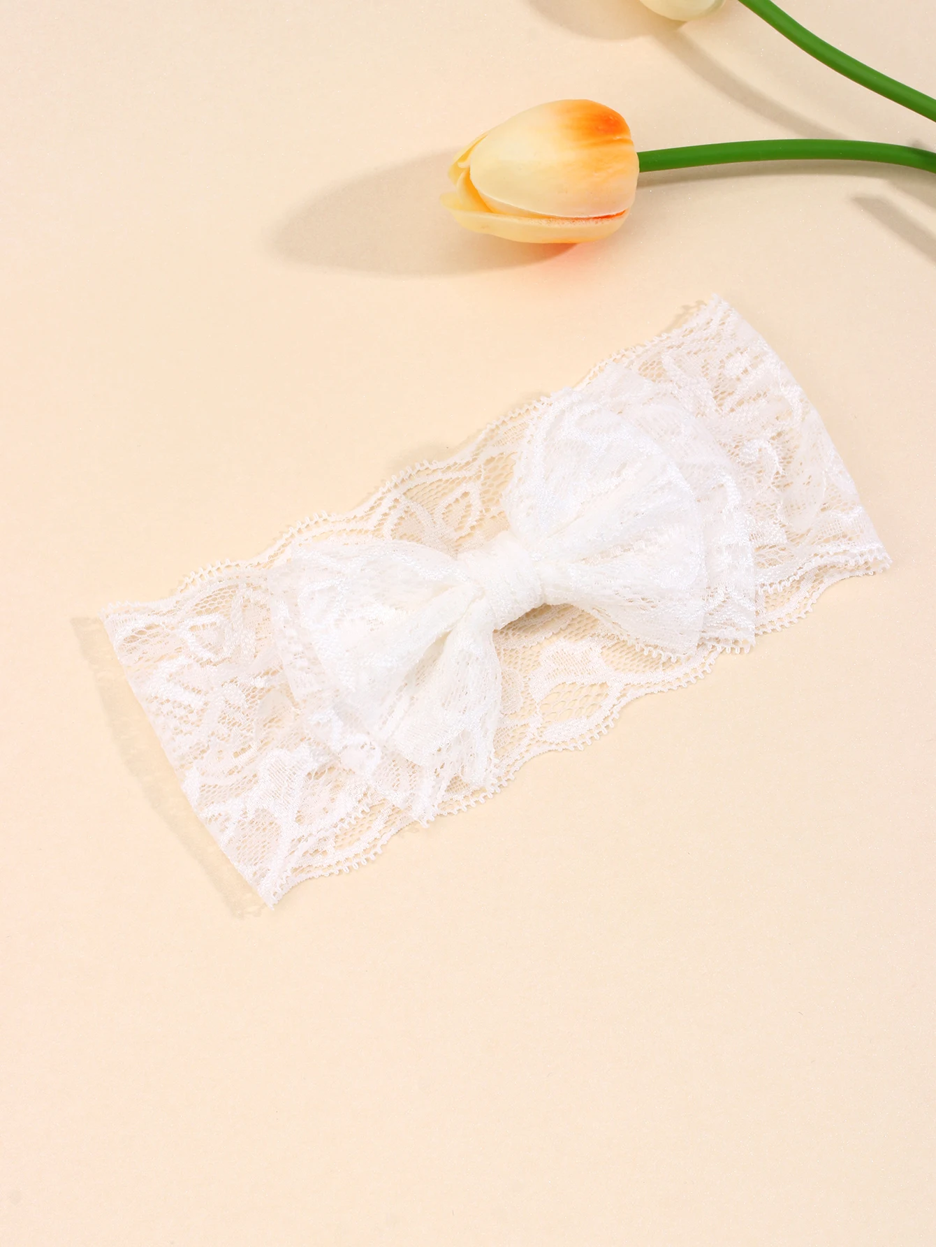 1pc White Lace Headbands for Baby Solid Color Elegant Hair Bow Hairbands for Toddler Wedding Holiday Party Headwear for Baby