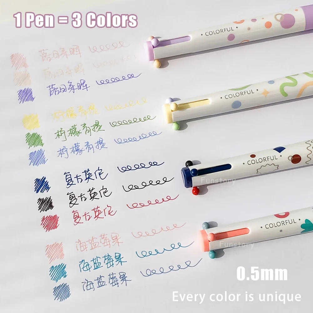 

2-Pack of Three-Color Gel Pens for Marking and Journaling, Triangular Barrel Drawing Pens, Study and Office Supplies, Three-Color Retractable Gel Pens for Students, Multi-Color in One Module, Multifunctional Marking Colorful Pens