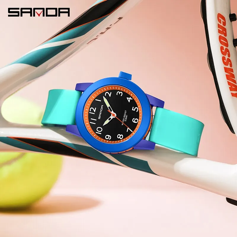 Sanda Frauen Uhren Mode Silikon analoge Quarz Armbanduhr Baseball Sport wasserdichte Jungen Mädchen lässige Uhr Kinder Geschenke