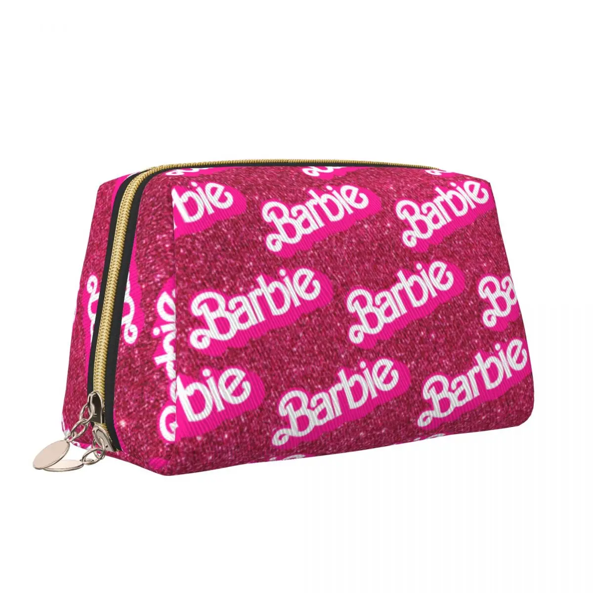 Borsa per il trucco rosa Barbie elegante borsa per cosmetici di grande capacità accessori per articoli da toeletta di bellezza con cerniera per