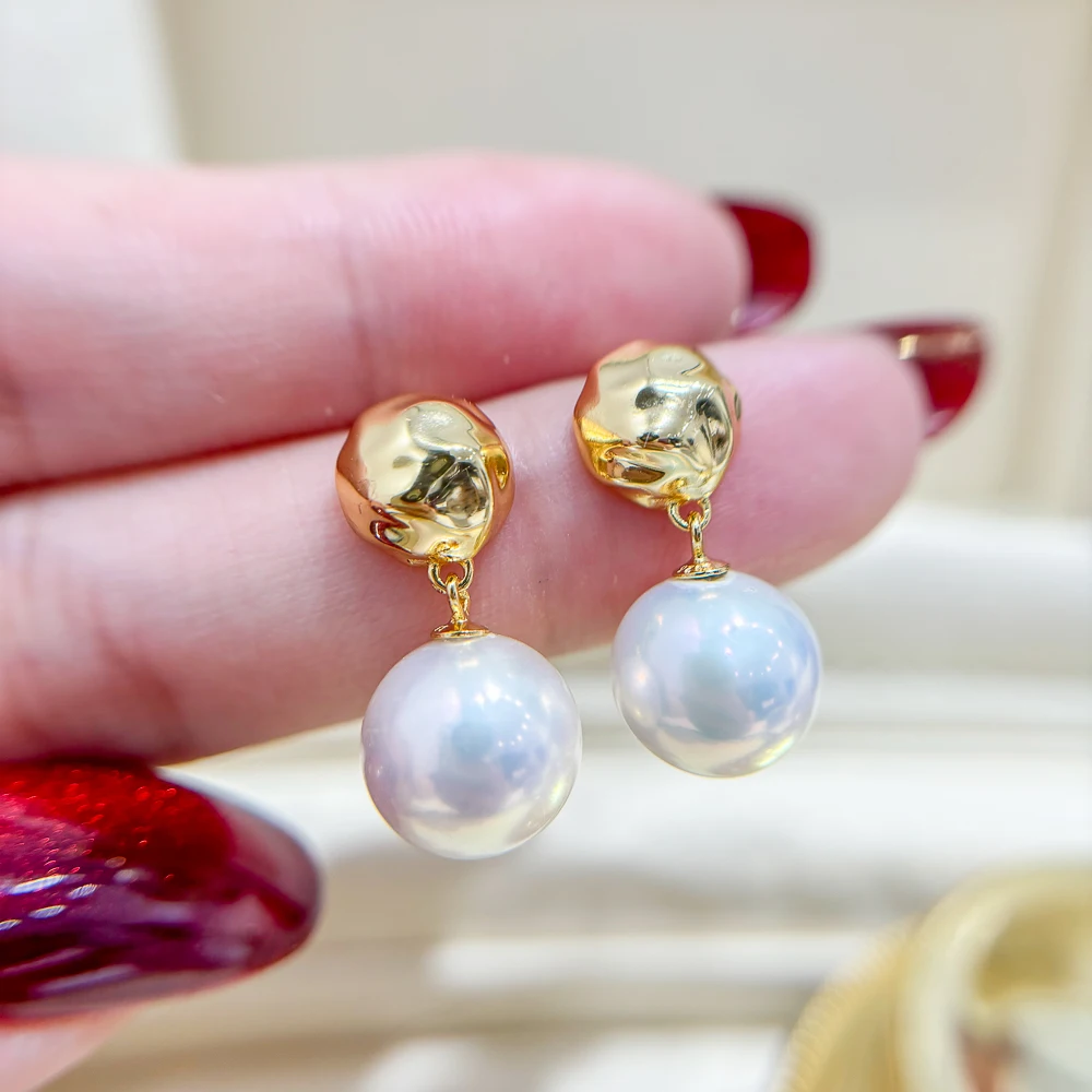 

10PCS DIY Pearl Accessories 925 Silver Stud Earrings Empty Holder, Fashionable Gold Silver Earring Holder, with 8-11mm Round Bar