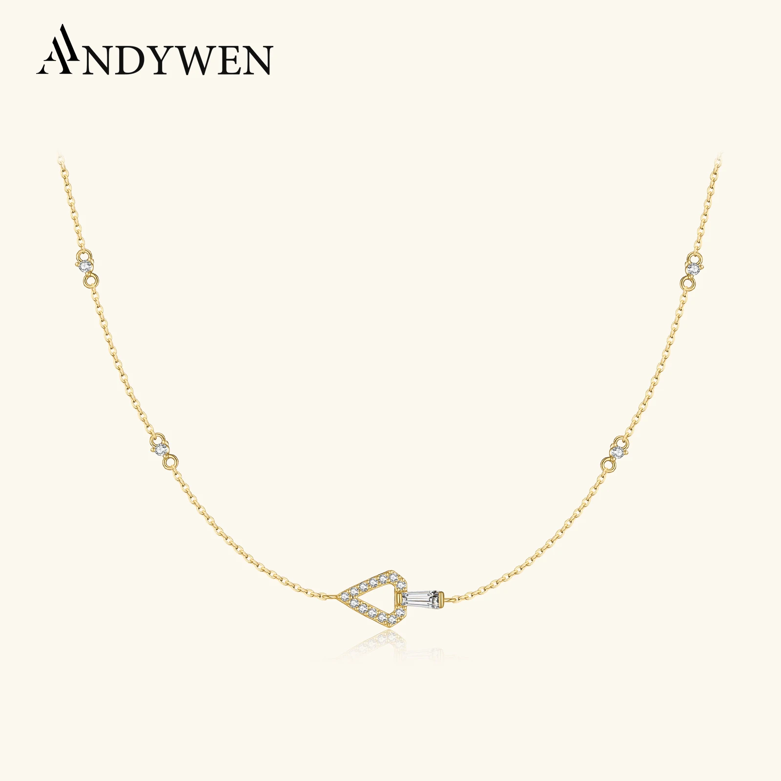 

ANDYWEN стерлингового серебра 925 пробы, золото, геометрический кулон, круглое колье с цирконием CZ, ожерелье 2021, зимнее женское модное изысканное ювелирное изделие в стиле фанк