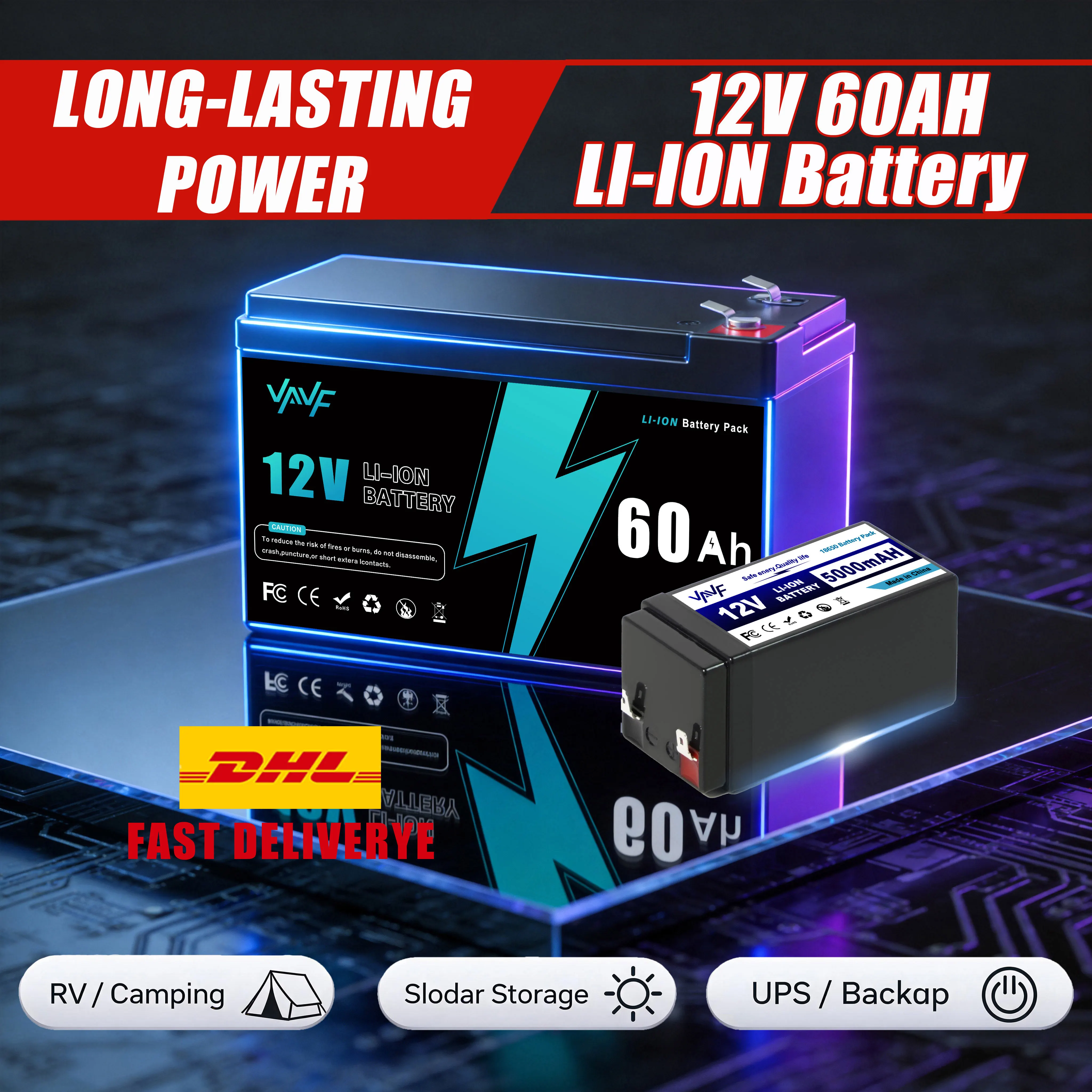 

Li-ion Battery Solar Battery 12V 60AH with Smart BMS,for Solar Energy Storage,Recreational Vehicles,and Marine Use