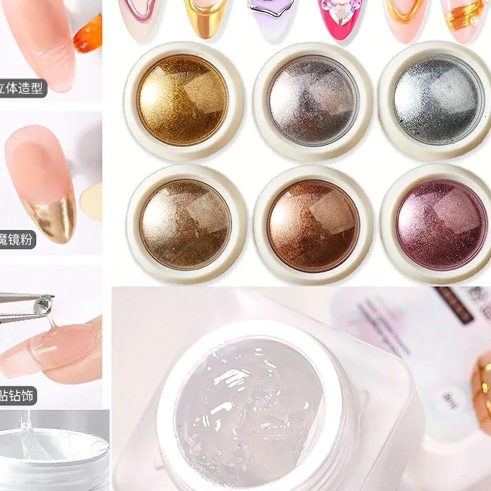 6色マジックミラークロームパウダー5Dネイルアートジェルライナーネイルポリッシュセットノーワイプクリア5DスカルプティングネイルジェルDIYラビングダスト