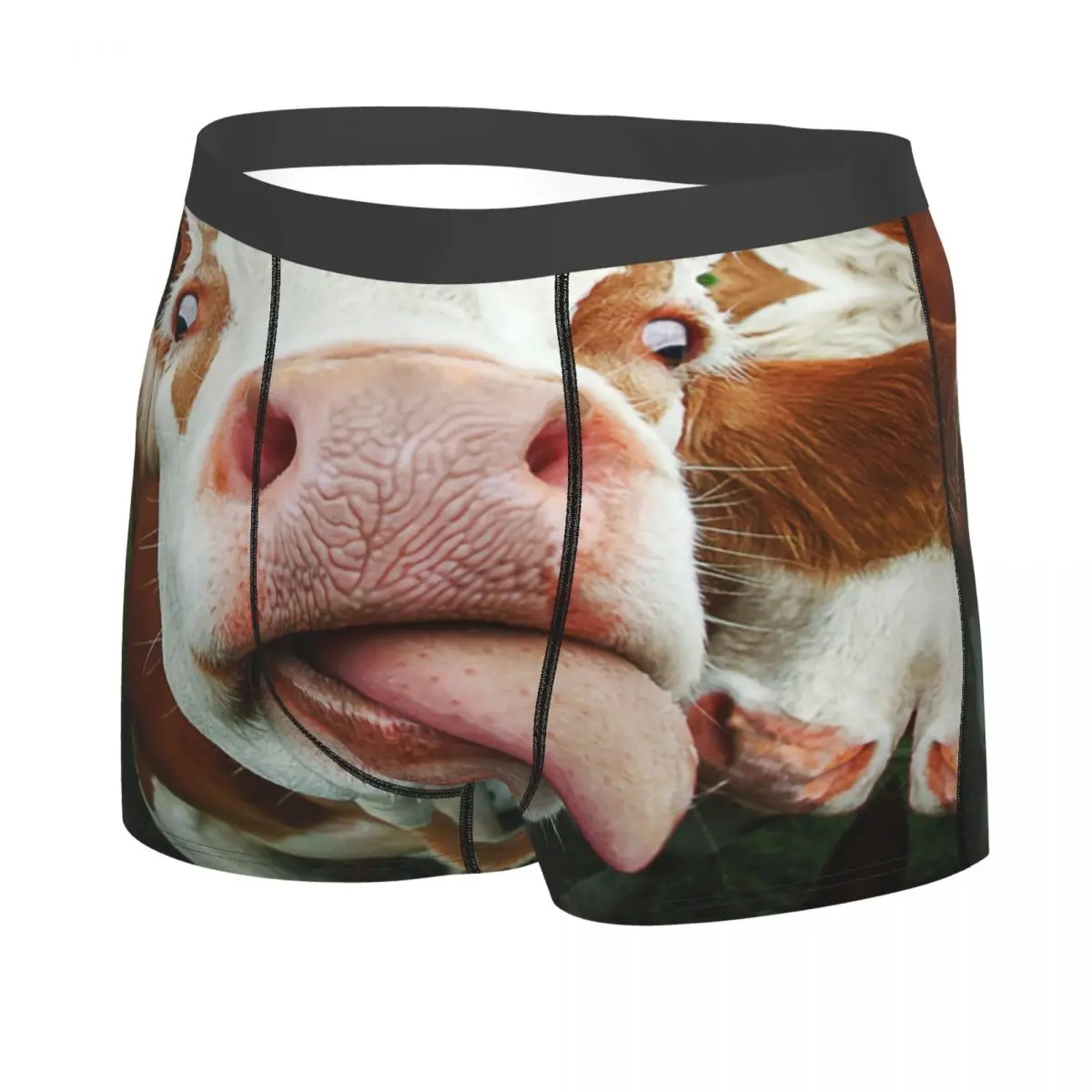 Custom Funny Cow Tongue Boxers Shorts Mens Cattle Farmer Gift Briefs Underwear Sexy Underpants