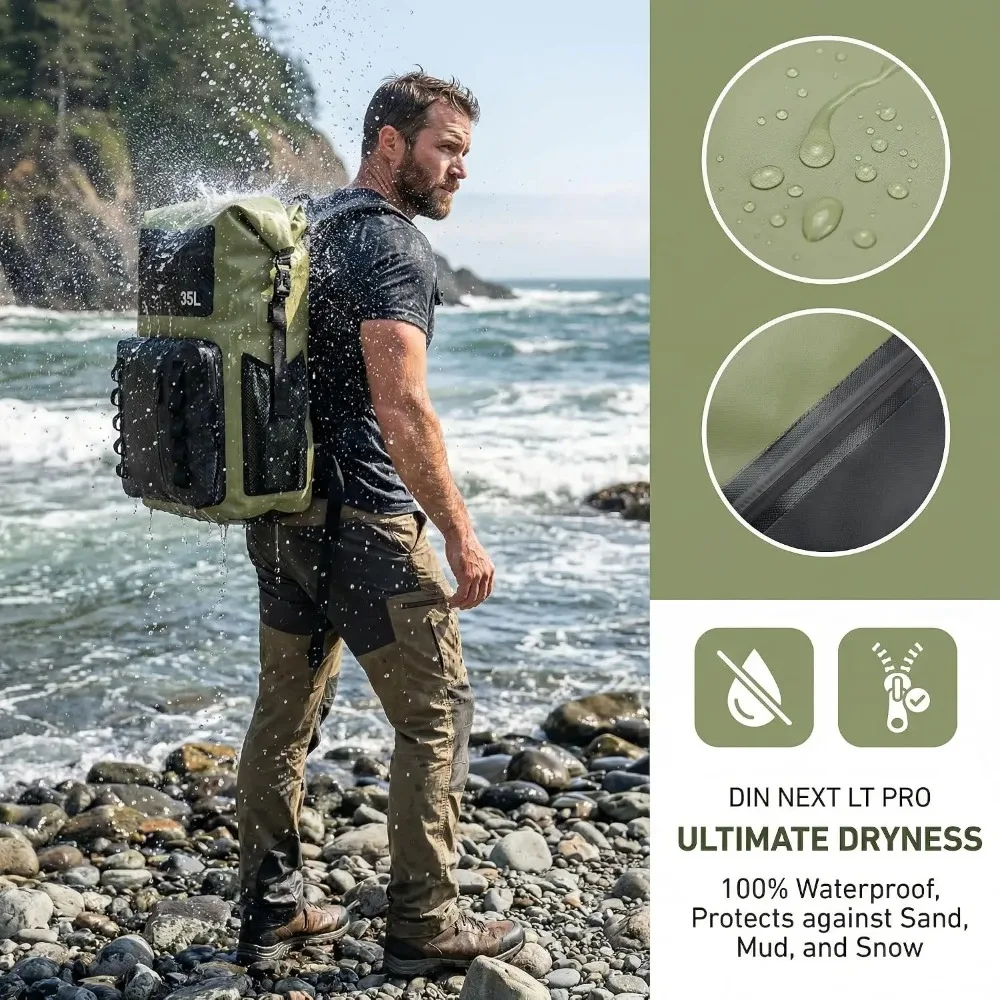 35L Swimming Waterproof Backpack Motorcycle Tail Bag Dry Luggage Bags for Kayaking Hiking Travel Beach Drifting Surfing Diving