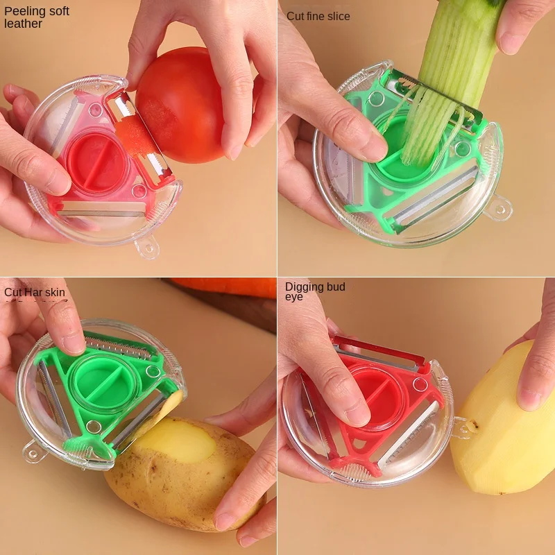 

3-in-1 Multifunction Utility Grater Potato Peeler Knife for Cabbage Cleaning Vegetables Cutter Manual Stainless Gadget Novel