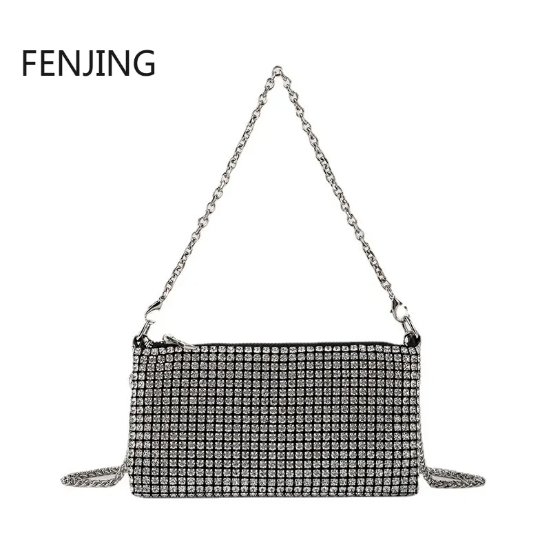 

2023 New Women's Bag Versatile Rhinestones Bag With Diamond Chain Mini Bags female purse Wallet Shoulder Crossbody Handbags