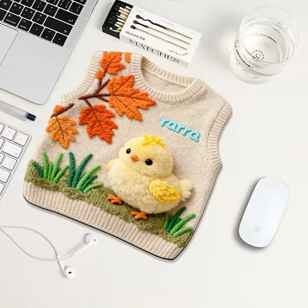 Cute sweater printed pattern mouse pad 3D Chicken Cartoon animal design computer desk mat portable mousepad desktop decoration