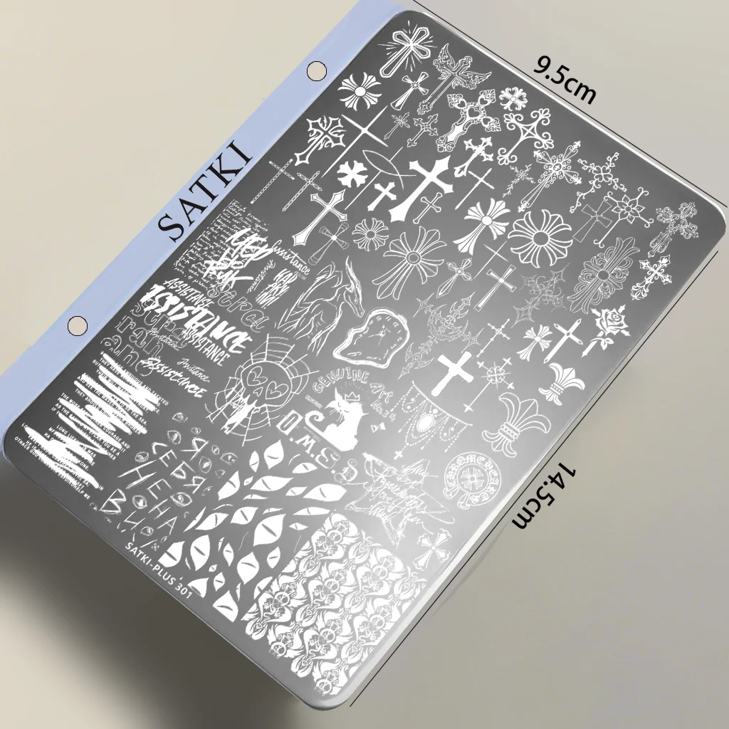 Nail Art Stamping Plate, Stamping Steel Plate for Beginners, No-Hand-Painting Nail Decoration Template, Cross, Gothic Skull, Rock Elements, Stamping Gel, Nail Polish Mold, Nail Stamping Template, Transparent Transfer Silicone Stamp, Steel Plate Nail Art Tool