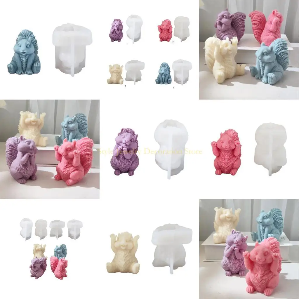 D46E DIY Silicone Mold Lovely Big-Tailed Squirrel Shaped Resin Epoxy Mould Craft Making Supplies