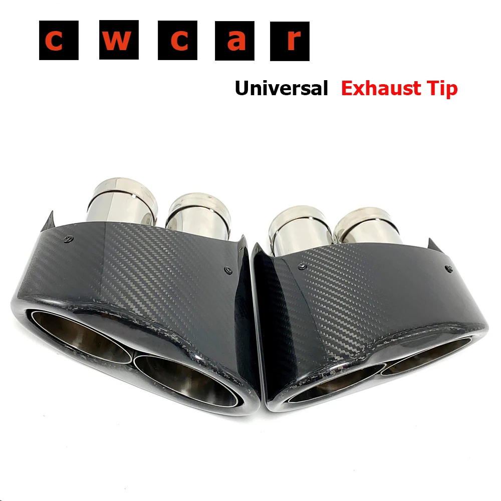 1 Pair Carbon Fiber Exhaust Tip For Audi RS3 RS4 RS5 RS6 RS7 A3 A4 A5 A6 A7 Car Styling Double Inner Muffler Tip Exhaust System