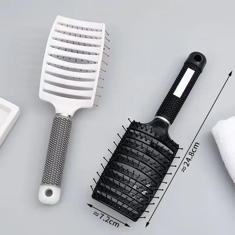 Arc-shaped Large Curved Rib Comb for Fluffy Roots, Smooth Hair Styling, Unisex Portable Curling and Massage Brush