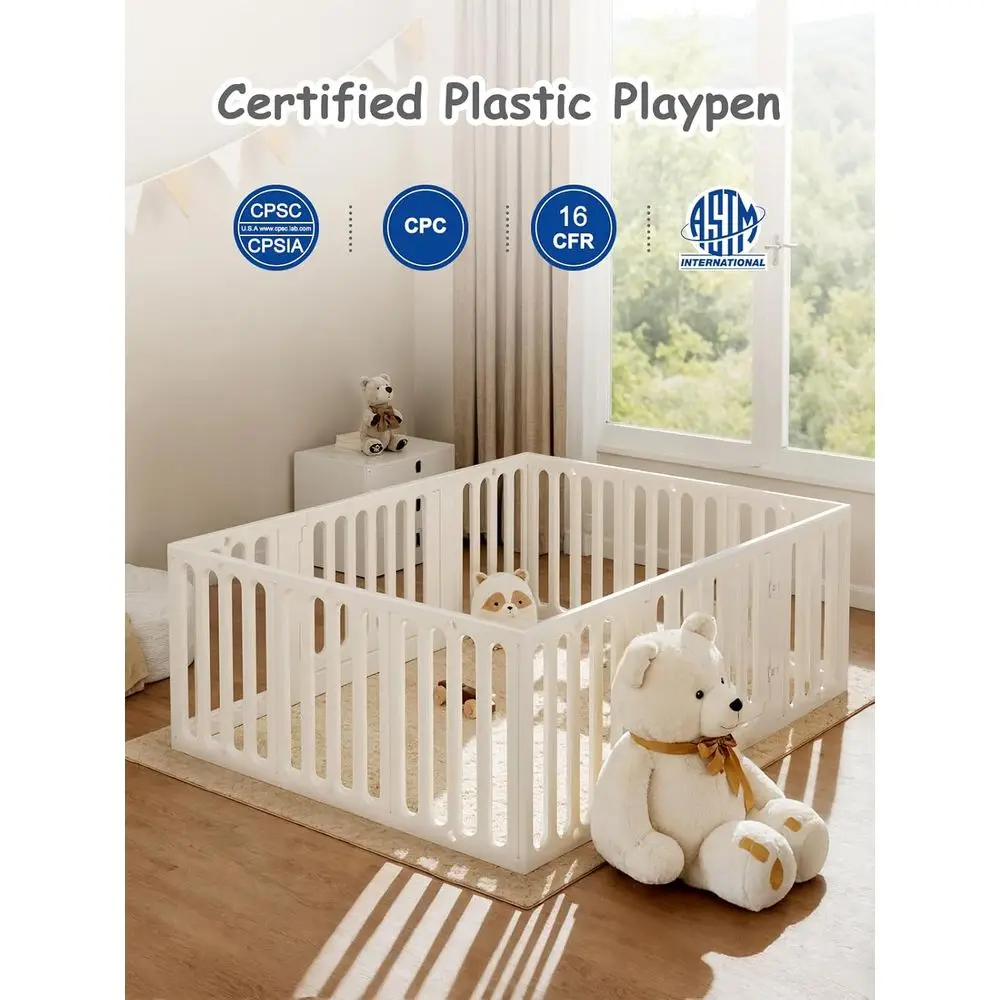 12パネルの白いプラスチック製ベビーサークル、幼児用、屋内/屋外遊び場、66x51