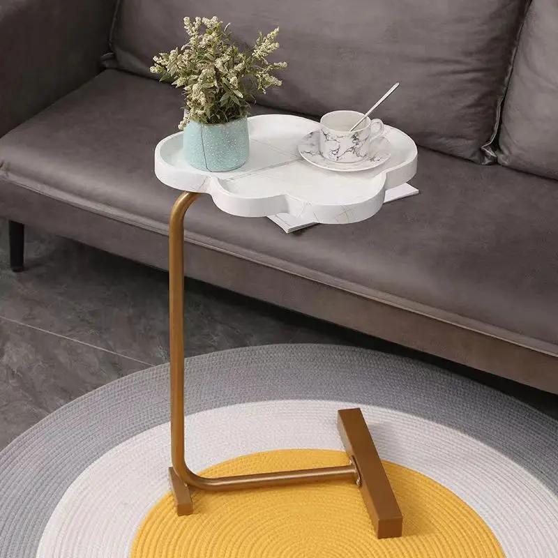 New Movable Sofa Corner Table Simple Modern Side Table Iron Lazy Bedside Reading Oval Coffee Table Tea Solid Wood Counter Top