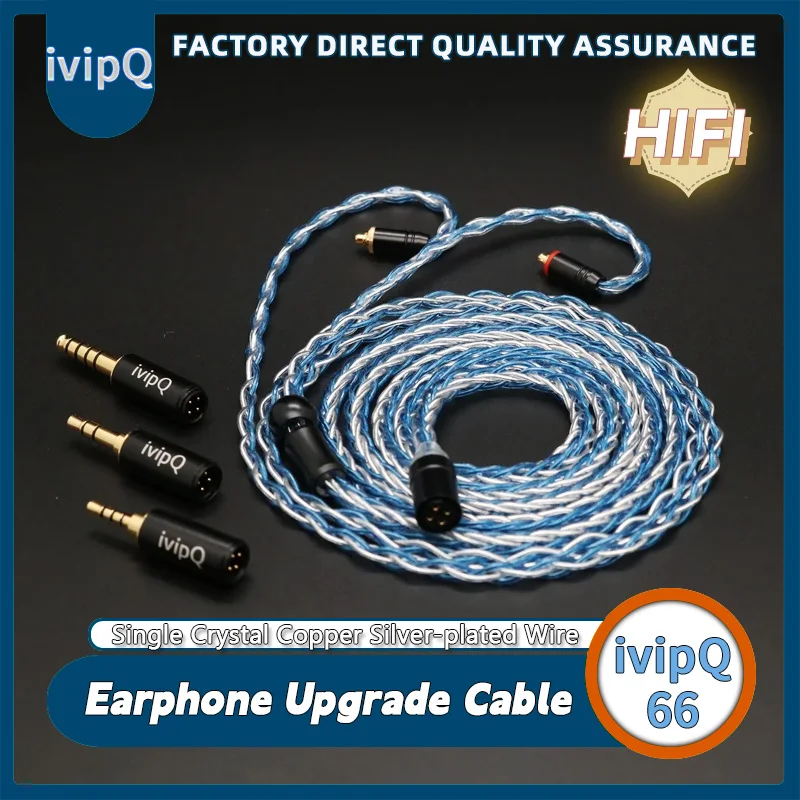 ivipQ Cavo Auricolare Intelligente 8 Core Silver-plated Aggiornato HiFi Audio Staccabile 3 in 1 2.5mm/3.5mm/4.4mm Earphone Plug