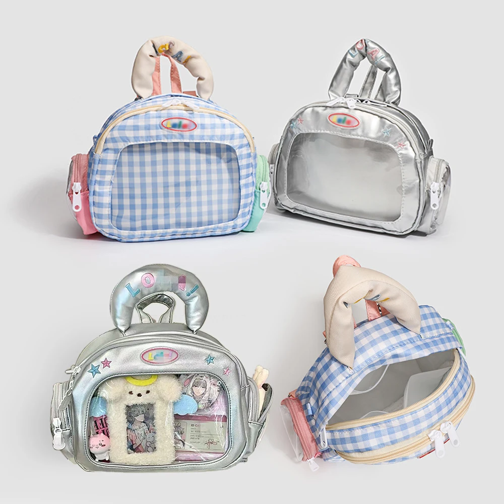 Kawaii Cat Itabag Girl Transparent Pocket Shoulder Bag Crossbody Bags Women's Fashion Backpacks DIY Badges Display Plate Ita Bag