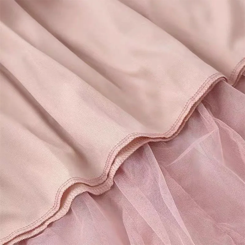 Jupe longue en maille plissée taille haute pour femmes, couleur unie, à volants irréguliers, robe de bal, en Tulle, douce et adorable, Tutu, jupe trapèze