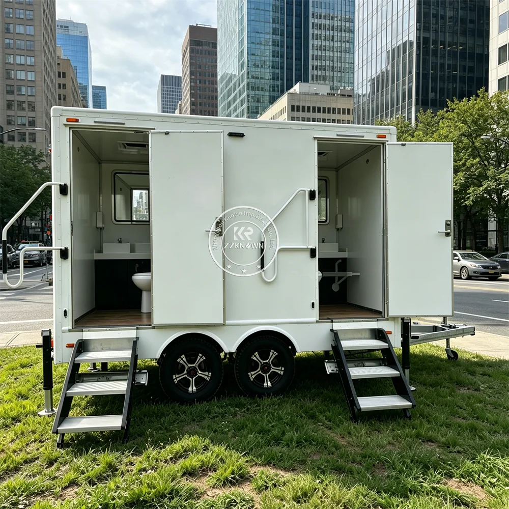 Modern Luxury Bathroom Trailer Customized Portable Toilet Factory OEM Manufacturing Mobile Restroom Trailer Fully Equipped