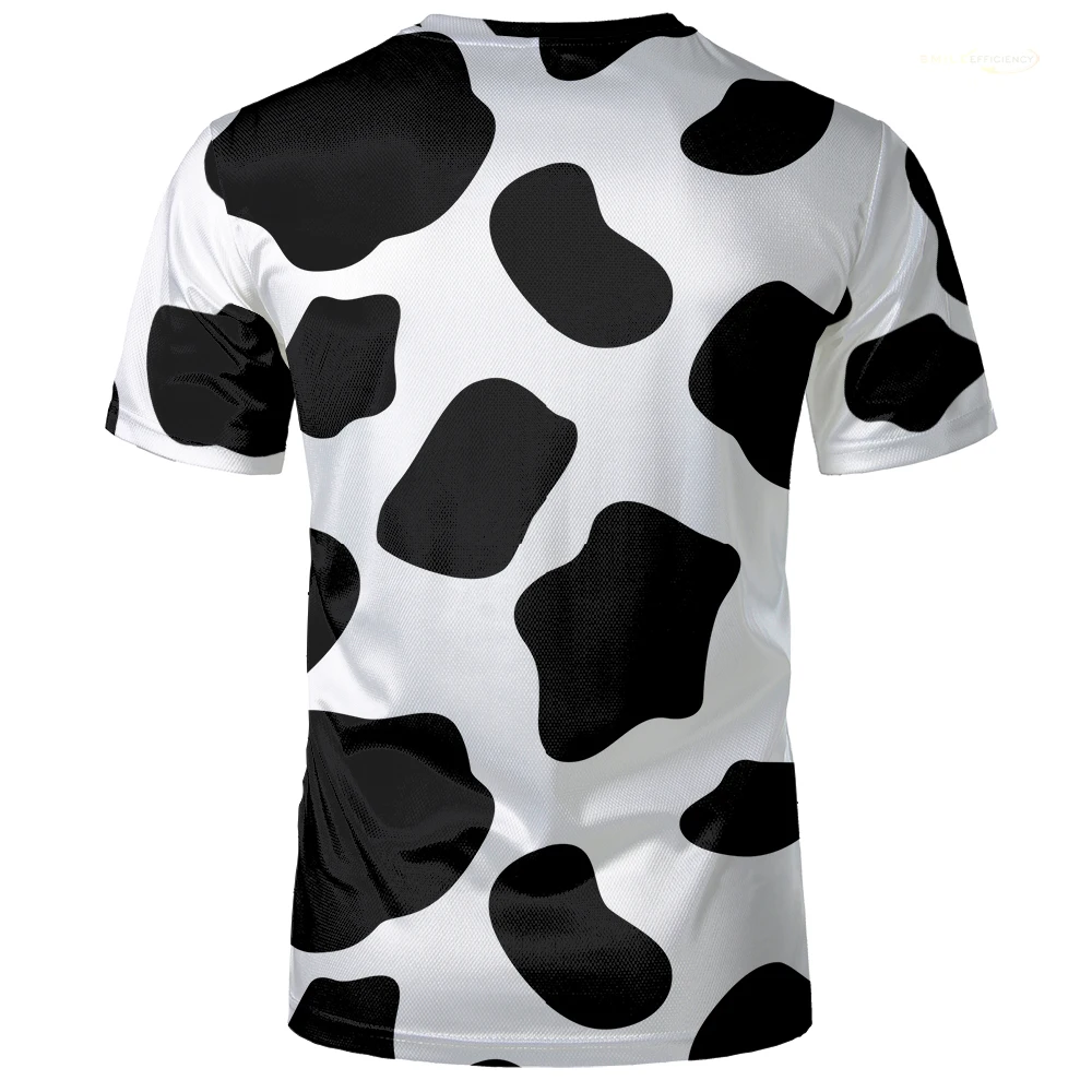 Summer Men\'s Clothing, Fun 3D Printed Cow Pattern Breathable Personality Men\'s T-shirt, Cute Crew-neck Children\'s Tops Harajuku