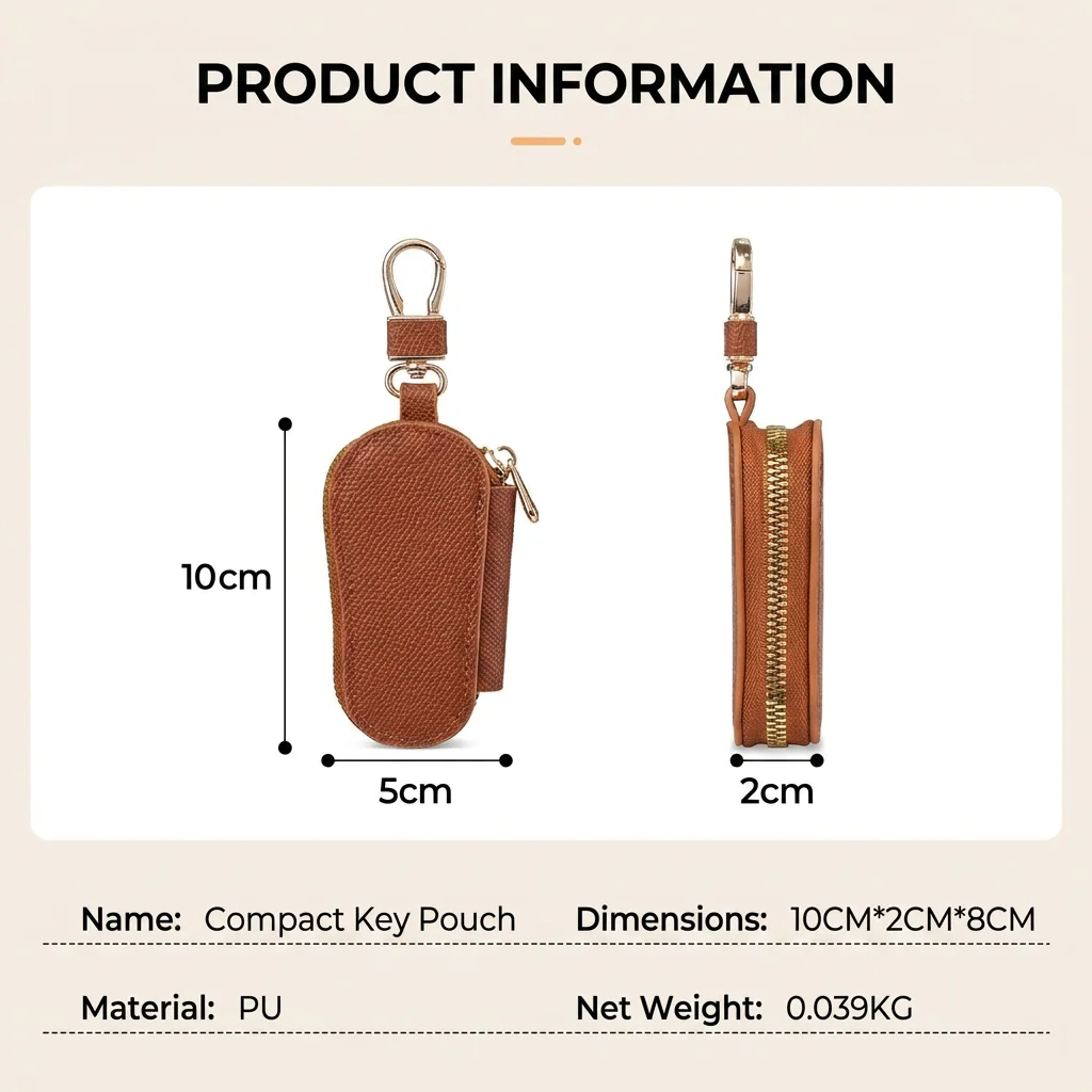 Key Storage Case Flannel Inner Layer Car Key Holder Zipper Key Holder Vacuum Plated For Driving Bag Hanging Waist Hanging
