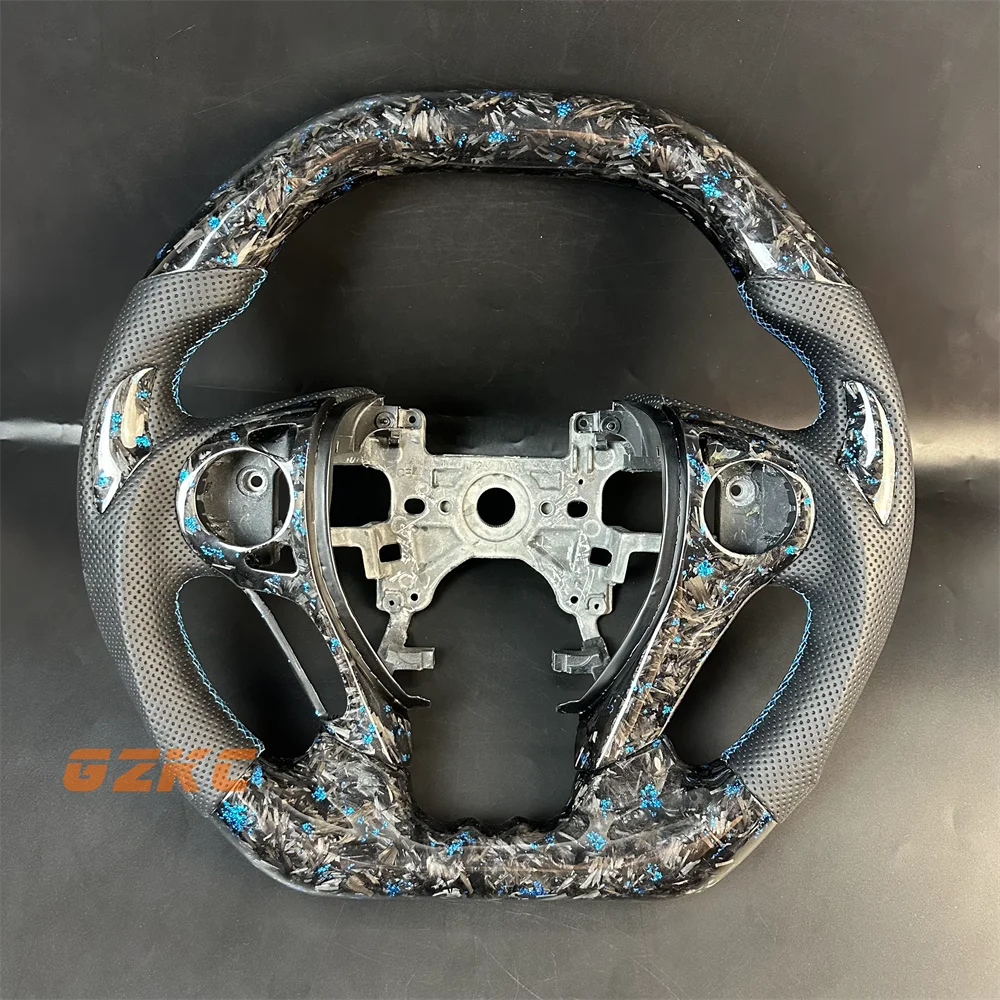 

Customized black Forged Carbon Fiber Blue foil Perforated leather Steering Wheel for 2013 2014 2015 2016 2017 Honda accord