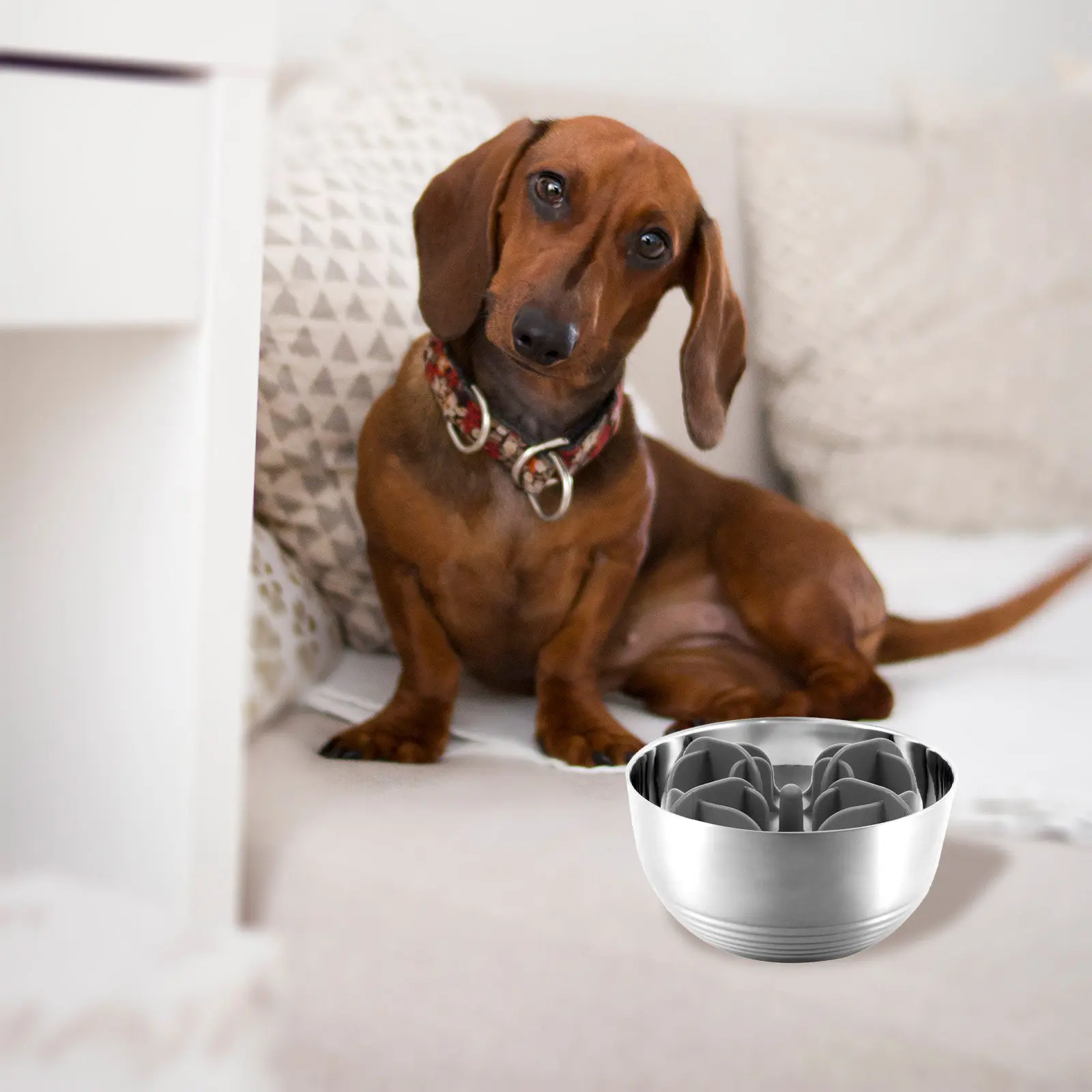 Slow Feeder Dog Bowl Insert Silicone Flexible Puppy Food Insert Non-Slip Suction Cup Slow Eating Aid Pet Feeding Accessories