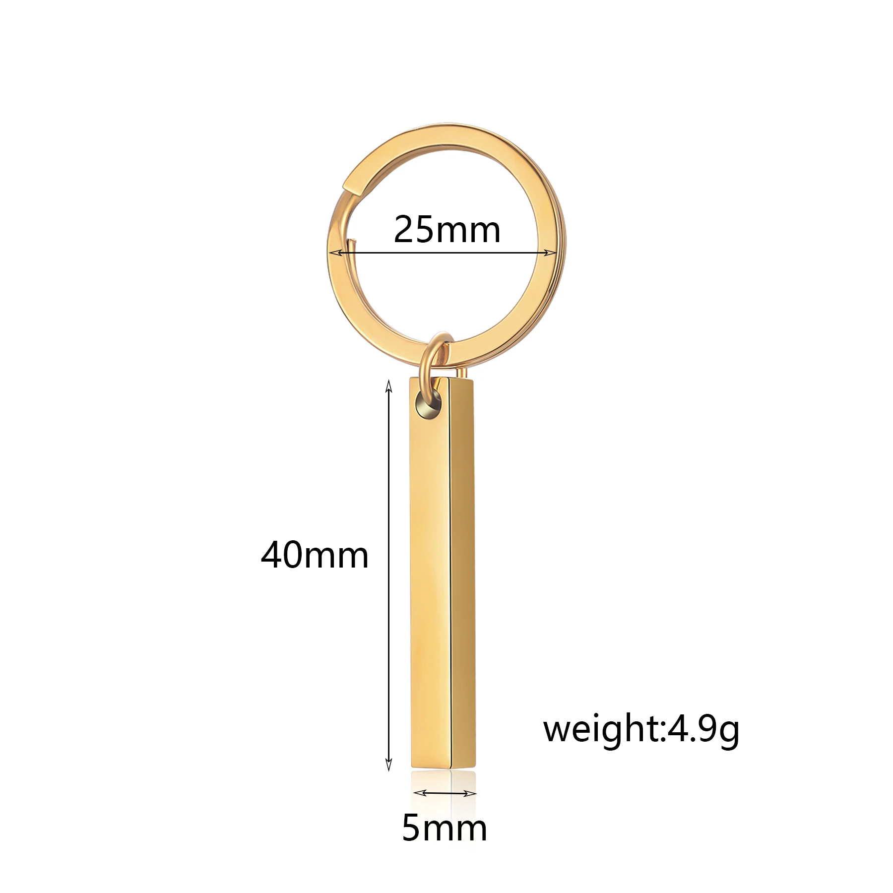 10Pcs Wholesale Bar Rectangle Stainless Steel Keychain Dog ID Tag Blank Stamping Mirror Polishing Metal Pendant Keyring