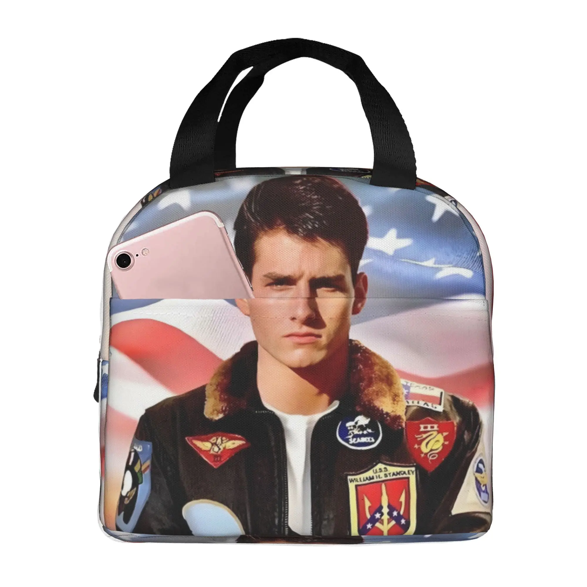 Top Gun Maverick Film Thermal Insulated Lunch Bag Air Force Fighter Jets Portable Lunch Tote for Outdoor Picnic Storage Food Box