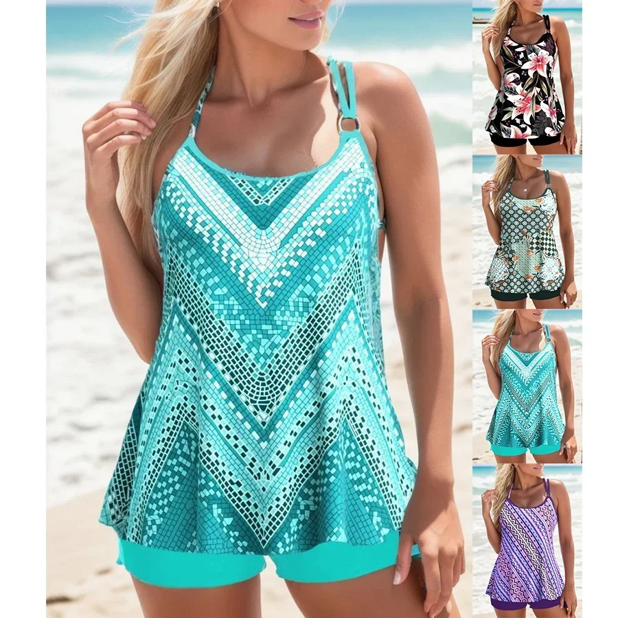 

Sexy Bikini Swimsuit Beach Two Piece Halter Top Shorts Swimsuit Low Rise Halter Swimsuit S-6XL