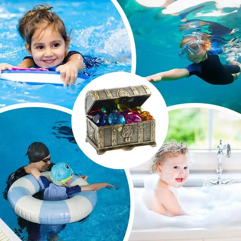 Pool Sinking Toys Pool Sink Toys Water Dive Game Swimming Treasure Box Play Set For Ages 3-12 Girls Boys Beginners Camping