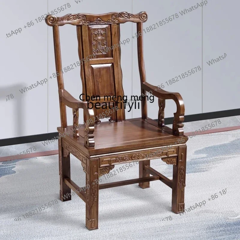X 32 New Chinese solid wood black walnut official hat, grand master, master chair study, set combination