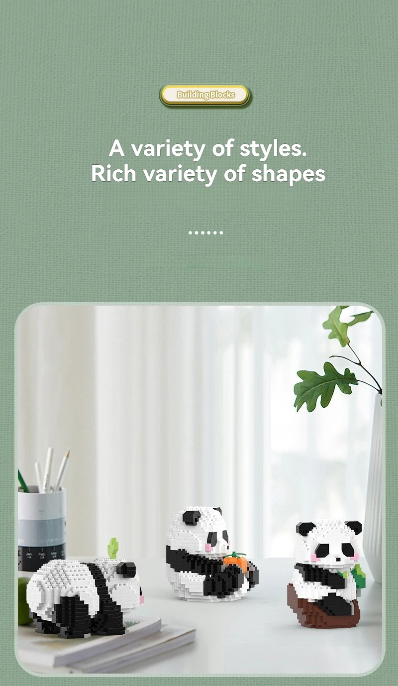 NEW 18 Styles Panda Micro Blocks Building Set Cute Panda Animal Models Kit DIY Assembly Bricks Kids Birthday Christmas Gift