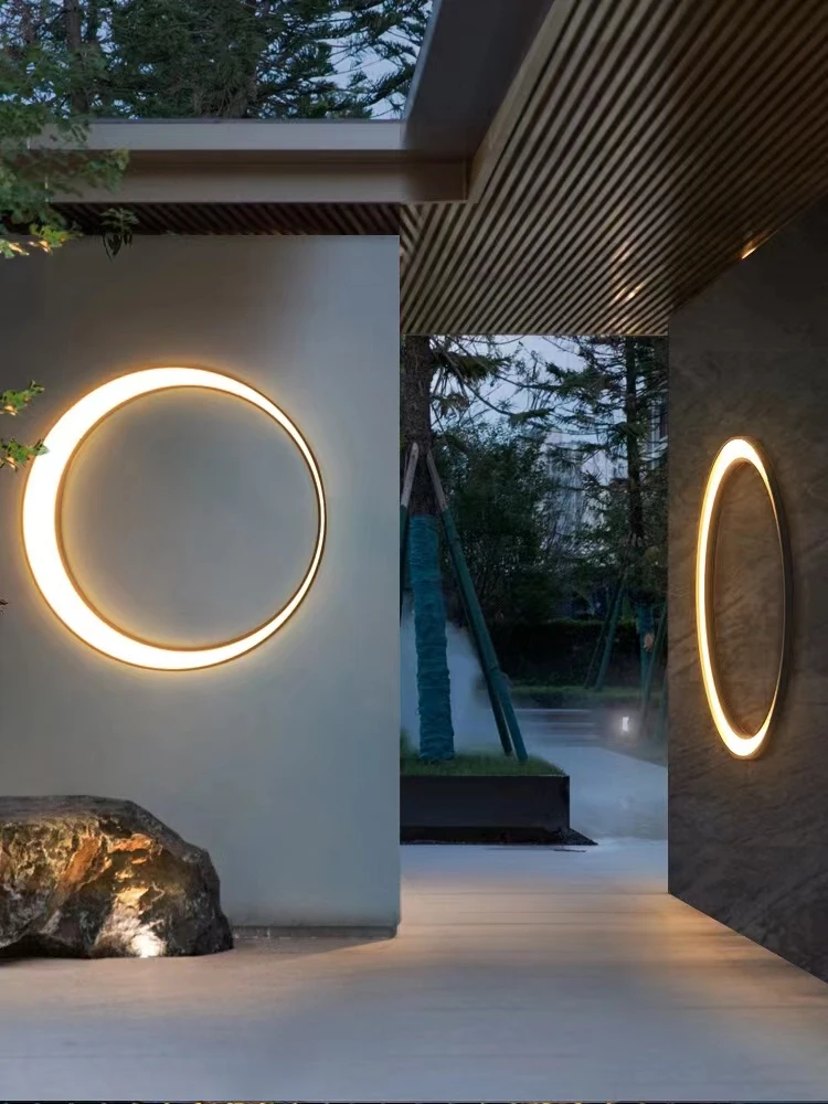 Lampu Dinding LED Luar Ruangan Tahan Air Lampu Dinding Villa Halaman Balkon Lampu Dinding Kreatif Taman Latar Belakang Bulan Dekorasi Dinding