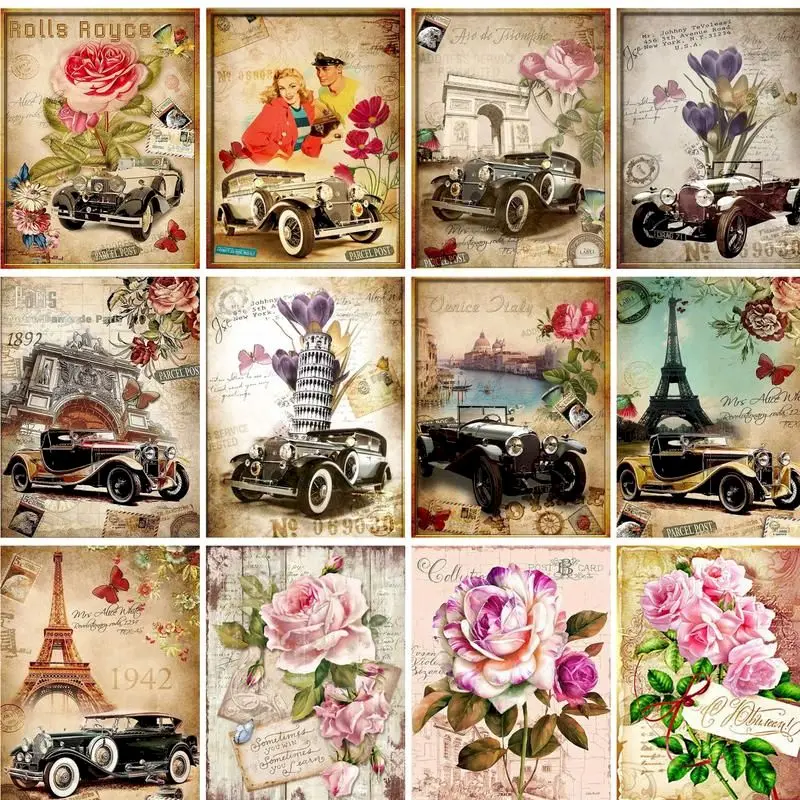 

GATYZTORY DIY Paints By Numbers Car 60x75cm Pictures Oil Painting By Numbers Set Gift Frameless Coloring By Numbers On Canvas