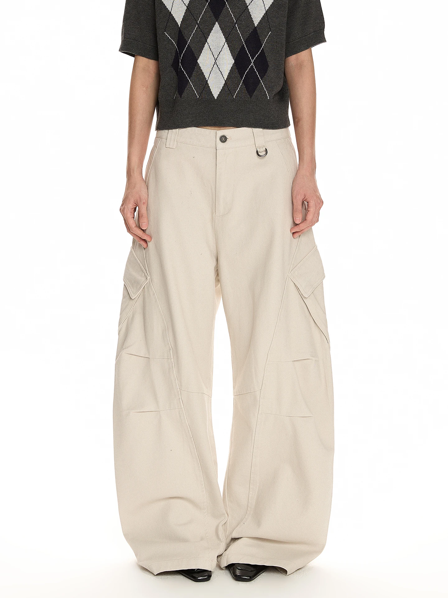 

Retro Deconstructed Work Pants Loose Straight Leg High Waist Cotton Casual Trousers for Men And Women a PUEE Old Money Sle