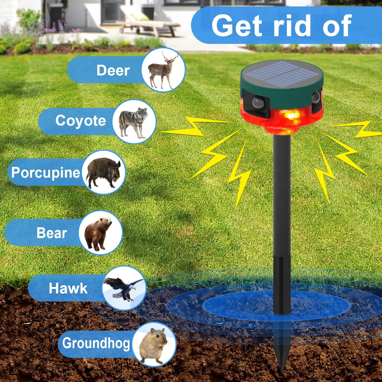 2025 New Arrival Wireless IP67 Waterproof Outdoor Motion Detector Solar Voice Alarm Lights Animal Outdoor Motion Sensor