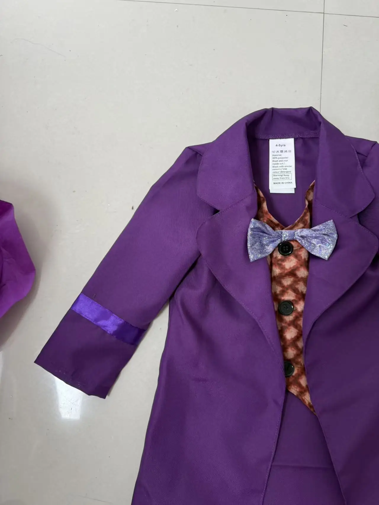 Kids Vintage Purple Long Coat Suit Jacket Vest Pants With Top Hat And Bow Tie For Boys Theme Stage Performance view 4